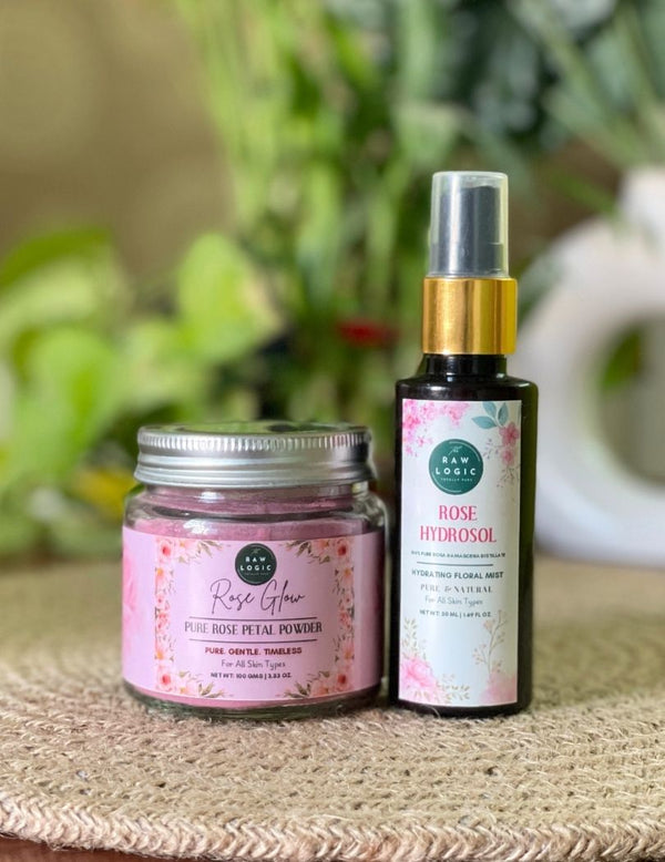 Glow & Calm Combo – Rose Petal Face Pack + Rose Hydrosol