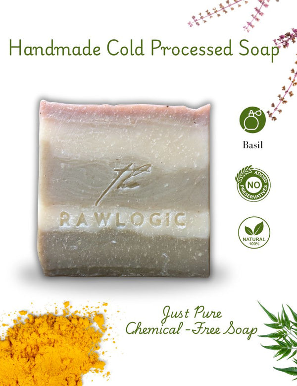 Handmade Herbal Soap with Neem Leaves and Basil – Rustic Display