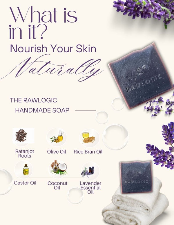 Alkanet-infused oils and essential oils in soap