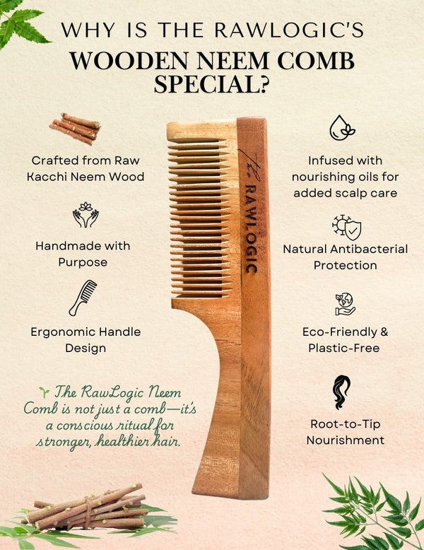 Biodegradable, handcrafted neem comb with unique anti-microbial properties