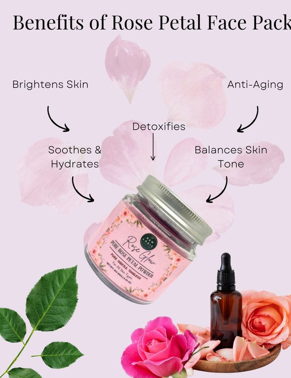 Benefits of 100% Pure Rose Petals Face Pack – Brightens skin, hydrates deeply, and revitalizes tired, dull skin for a fresh glow