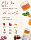 Natural ingredients in ABC Layered Soap, including coconut oil, olive oil, shea butter, and essential oils