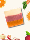 Handmade ABC Layered Soap with Apple, Beetroot & Carrot extracts, offering deep hydration & skin nourishment