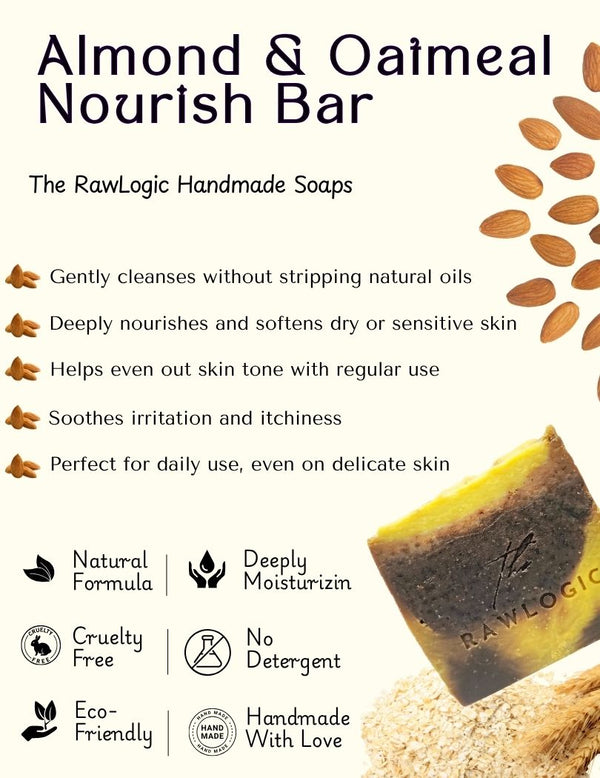 Benefits of Almond & Oatmeal Bar – Soothes irritation, hydrates, and gently exfoliates