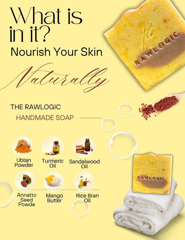 Golden Ubtan Glow Bar with natural Ayurvedic ingredients like turmeric, sandalwood, and gram flour