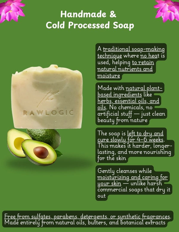 Handmade cold process soap method – preserves natural benefits in every RawLogic bar