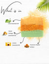 Top ingredients – Turmeric, citrus essential oils, coconut oil, olive oil, shea butter, and natural micas