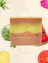 The RawLogic Juicy Trio Bar – vibrant handmade soap with watermelon, tomato, and cucumber juices