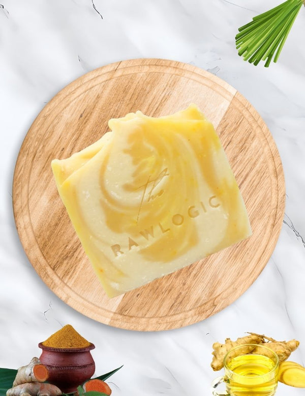 Lemongrass & Ginger Revive Bar – Natural handmade soap with golden turmeric swirls