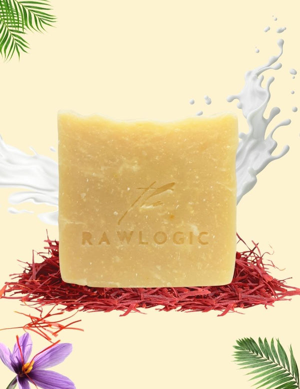 The RawLogic Milk & Saffron Cream Bar – Creamy yellow handmade soap with brightening and soothing properties