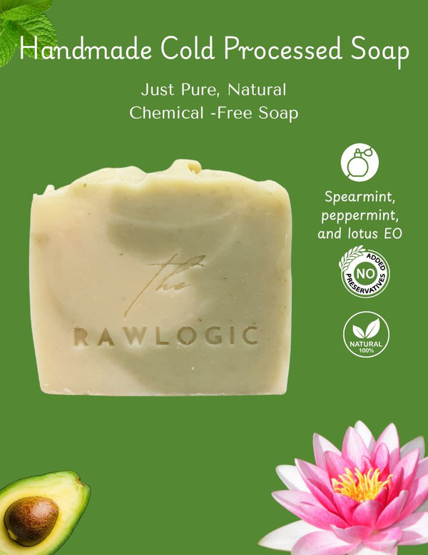 Refreshing scent profile – Peppermint and Spearmint essential oils used in RawLogic soap