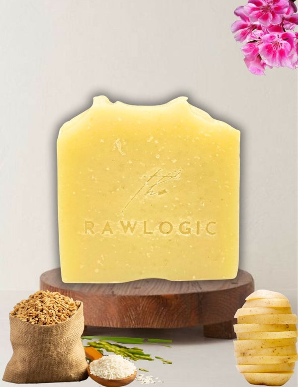 The RawLogic Potato & Rice Brightening Soap – Natural Handmade De-Tan Bar.