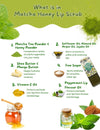 Natural Ingredients in Rawlogic Matcha Honey Lip Scrub - Matcha, Honey, Sugar, Oils
