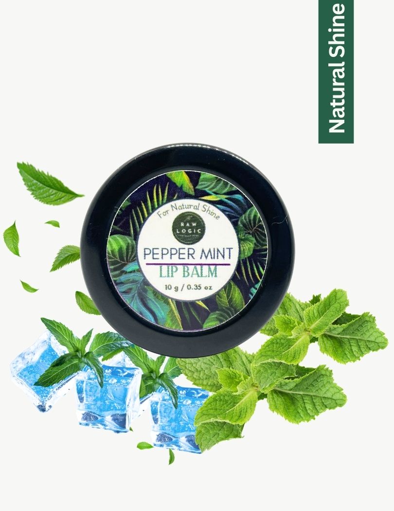 Rawlogic Peppermint Lip Balm Front View in Natural Eco-Friendly Packaging