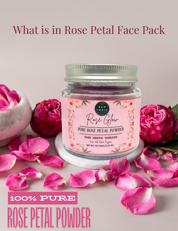 Ingredients of The RawLogic 100% Pure Rose Petals Face Pack – Made with pure rose petals and natural botanicals for soft, glowing skin