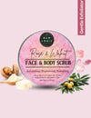 Front view of The RawLogic Rose Walnut Face & Body Scrub showcasing its natural exfoliating and brightening formula