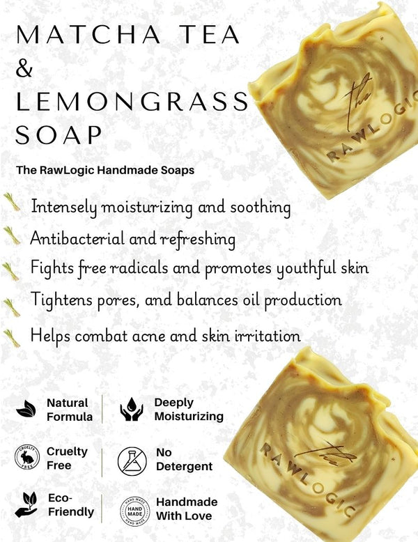 Benefits of Matcha & Lemongrass Soap – Detoxifies, clarifies, refreshes and balances skin
