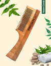 Rawlogic Neem Wooden Handle Comb with natural neem leaves for hairfall and dandruff