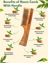 Neem handle comb solving hairfall, frizz, dandruff problems naturally