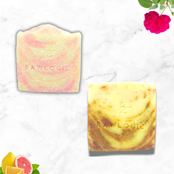 The Rawlogic Handmade Natural Soap Combo | Lemon Turmeric & Rose Clay