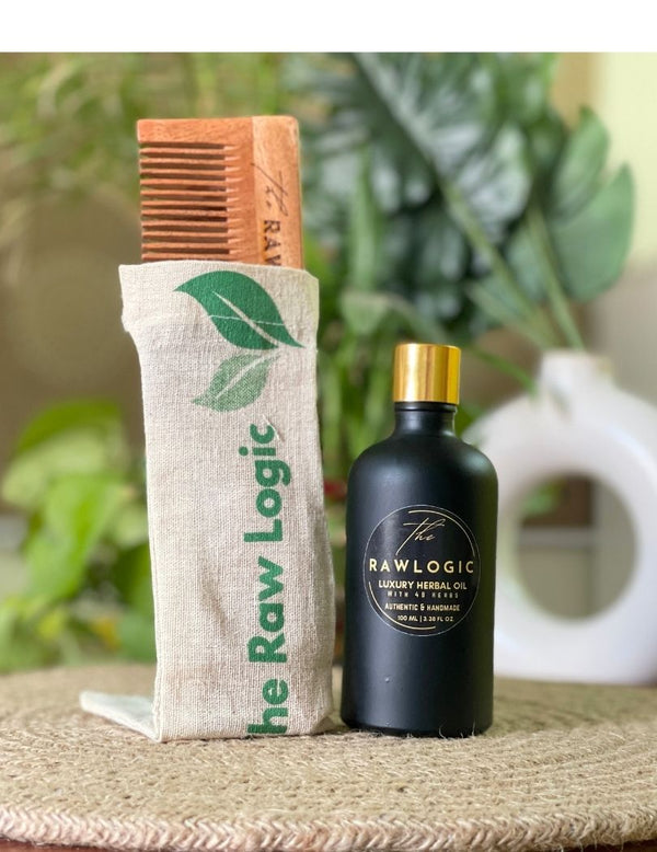 Strong Roots 48+ Herbs Hair Oil & Neem Wooden Comb Combo