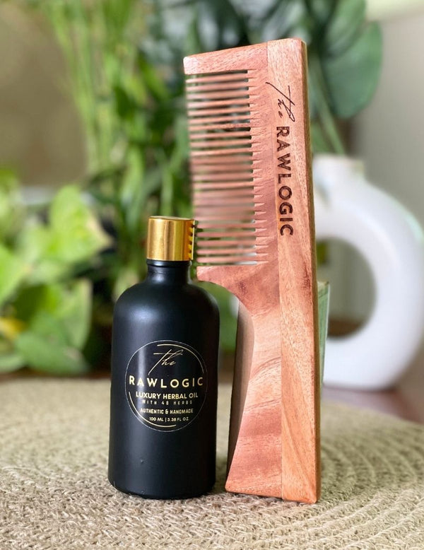 Strong Roots 48+ Herbs Hair Oil & Neem Wooden Comb Combo