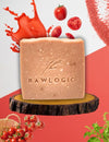 The RawLogic Tomato Clear Skin Bar – handcrafted cold process soap with a natural reddish tint for acne-prone and blemish-prone skin.