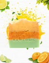 The RawLogic Sunshine Layered Citrus Bar – 3-layered handmade soap in lemon, orange, and lime colors